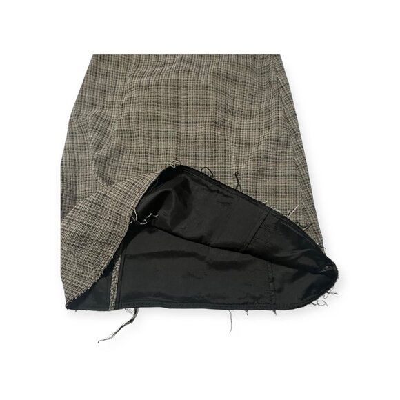 Marni c.2010 Checked Wool‑Blend A‑Line Skirt IT42 Raw‑Hem Bow Waist - Picture 8 of 13